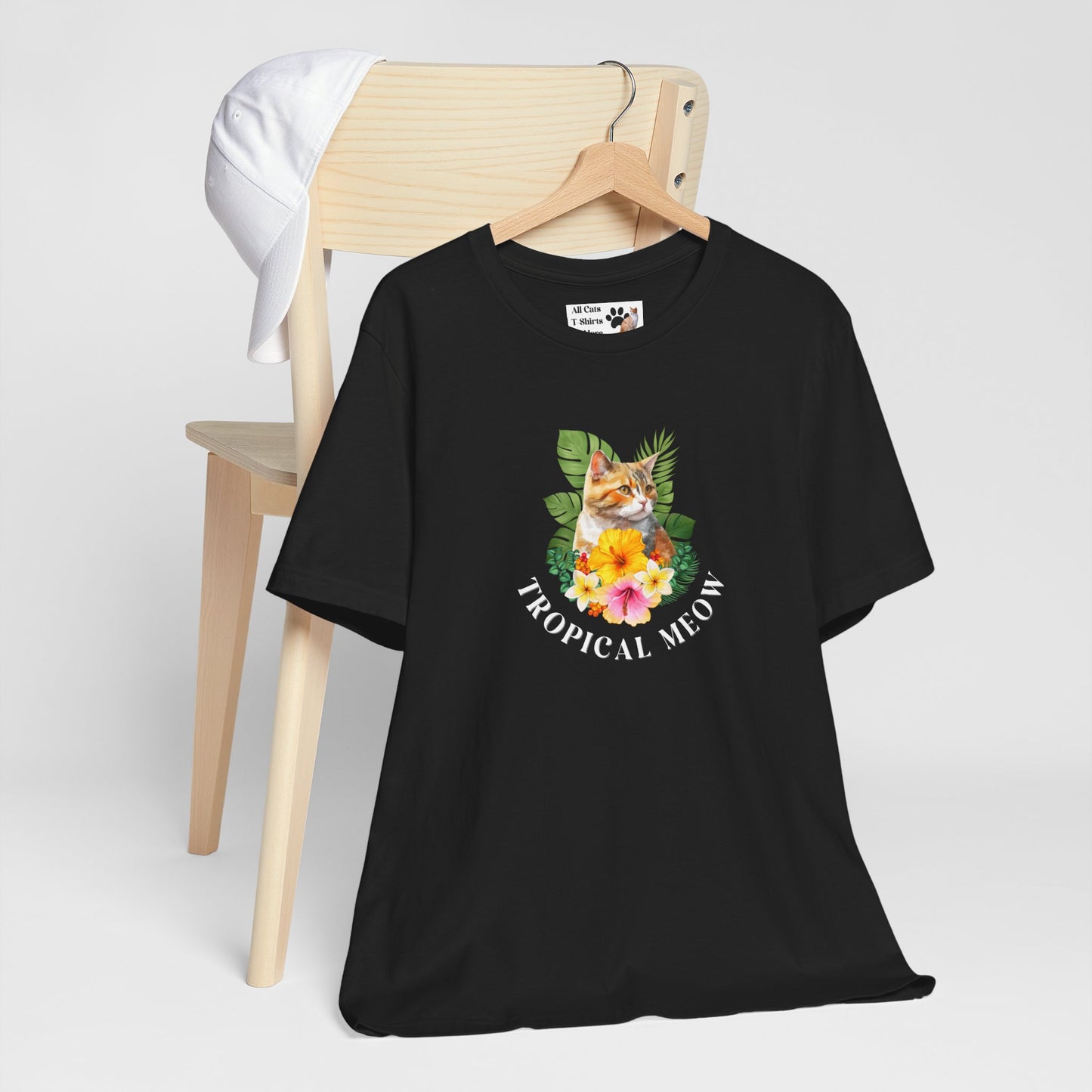 Tropical Meow T-Shirt — Tropical Style Cat Fan Graphic Tee (#3 No Background)