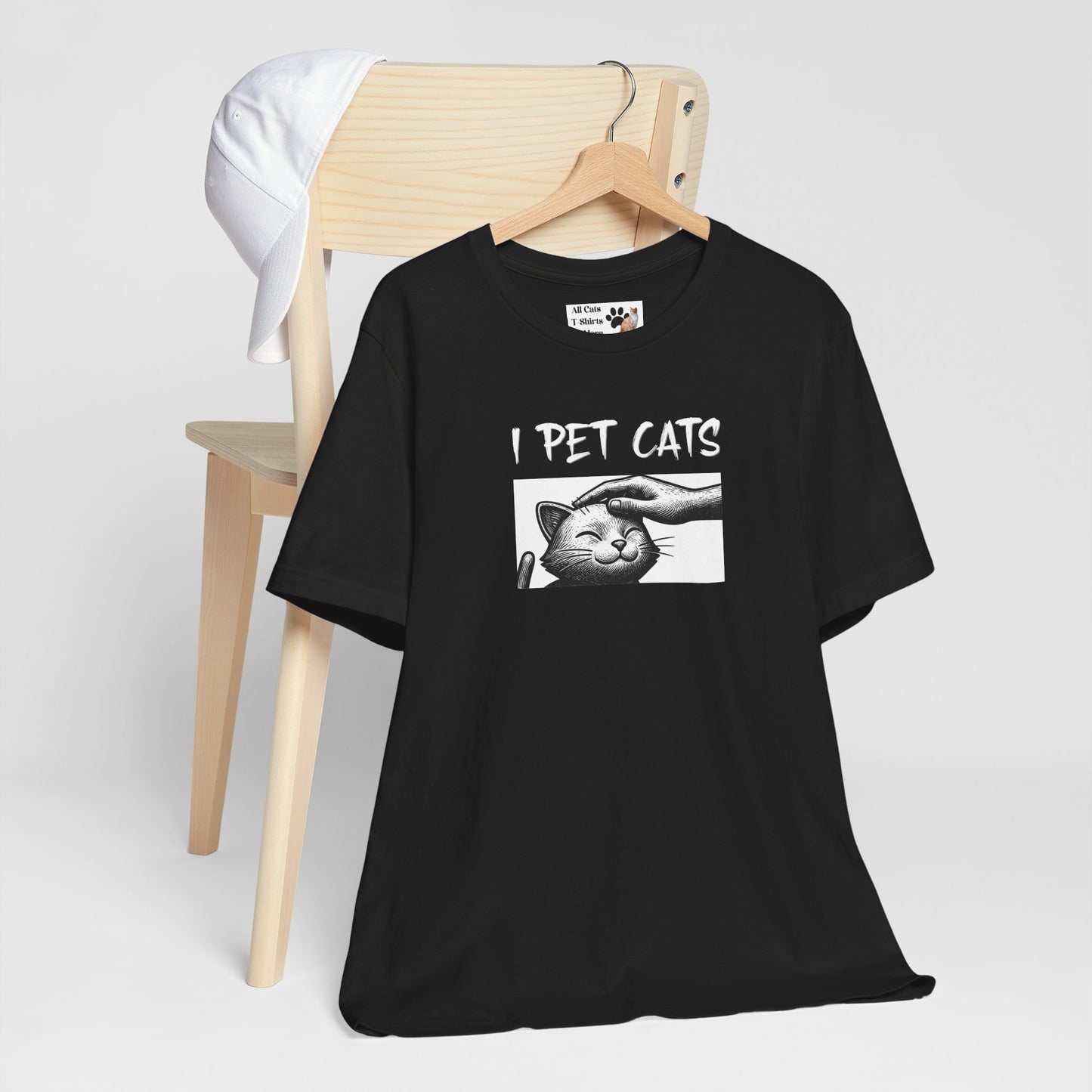 I Pet Cats T‑Shirt - (Cute Cat Head Patting Tee for Cat Lovers)
