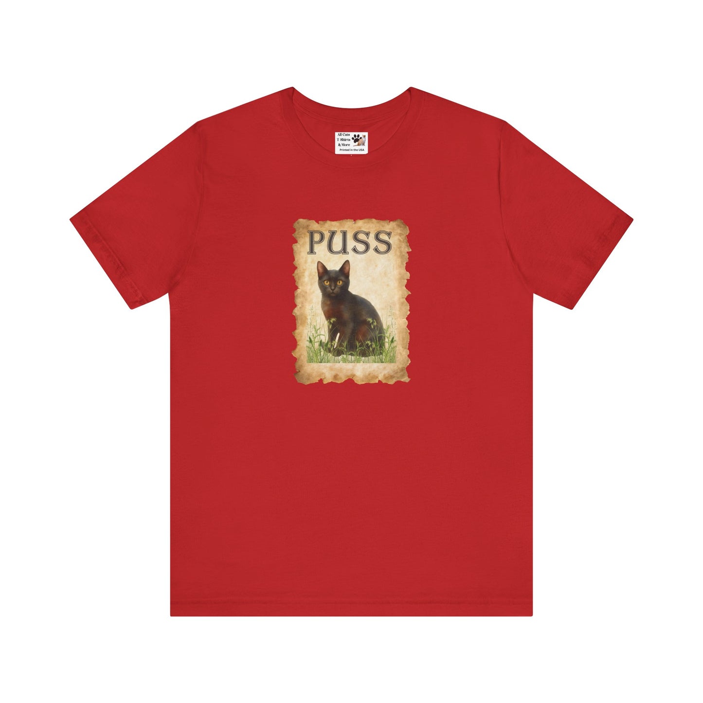 "Puss" Vintage Black Cat T-Shirt - (Pussycat Graphic Tee #2)