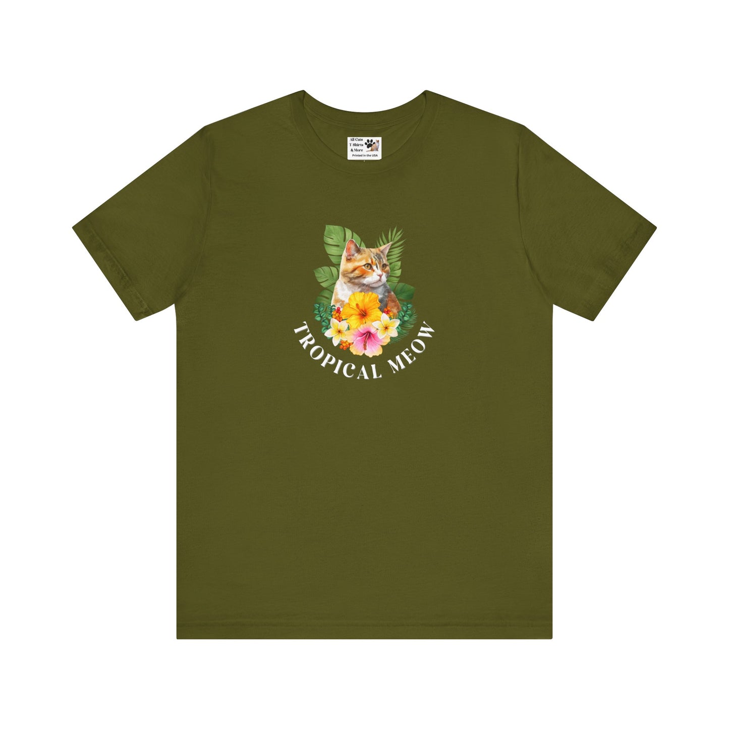 Tropical Meow T-Shirt — Tropical Style Cat Fan Graphic Tee (#3 No Background)