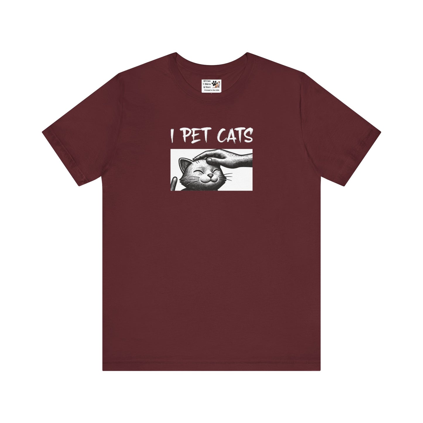 I Pet Cats T‑Shirt - (Cute Cat Head Patting Tee for Cat Lovers)