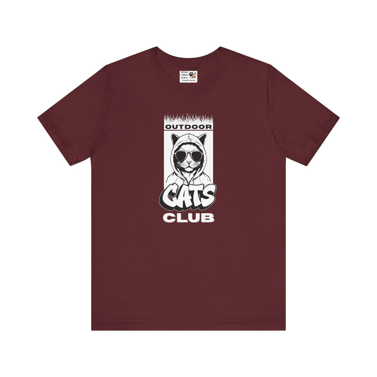 Outdoor Cats Club T-Shirt - (Unisex Jersey Short Sleeve Graphic Tee for Cat Lovers)