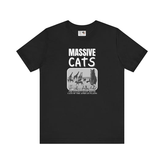 A Massive Cats T-Shirt - Huge House Cat on African Plain - (Vintage Inspired, Funny Cat Unisex Jersey Tee - Perfect for Cat Fans!)