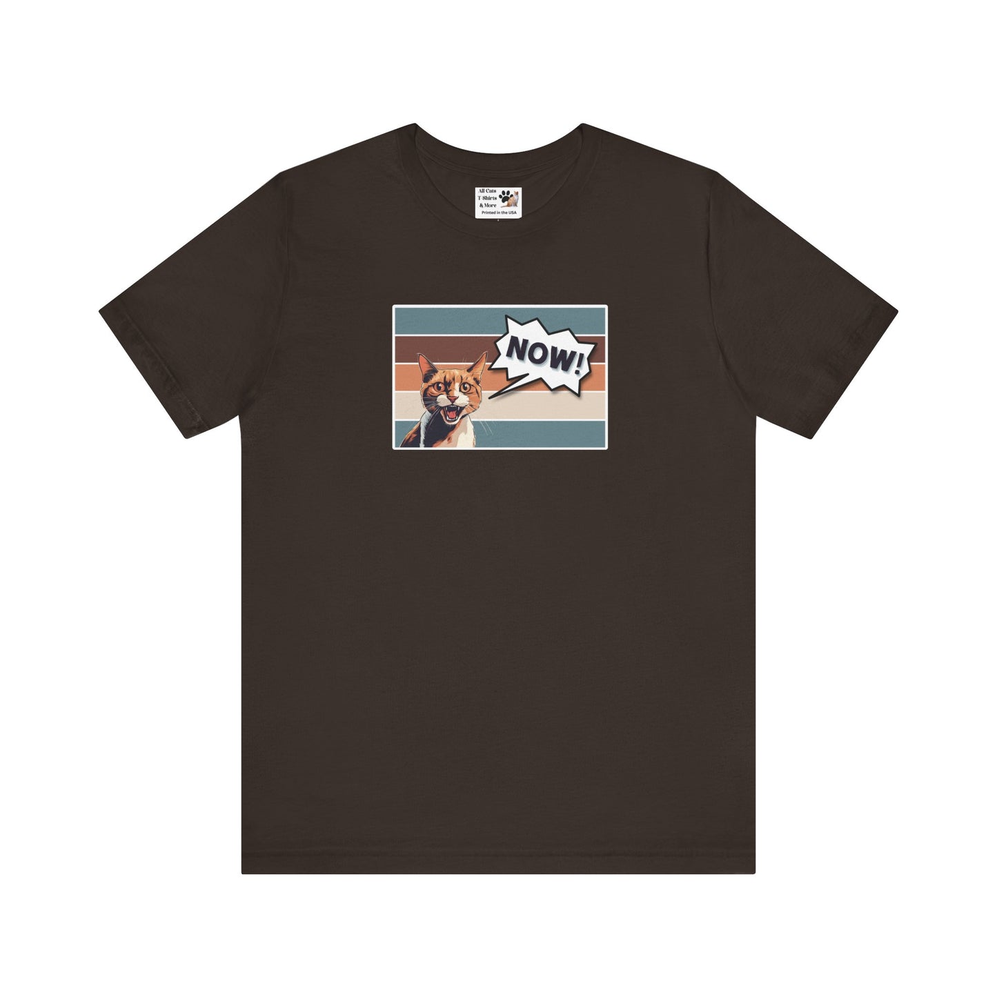 NOW CAT Graphic T-Shirt -Rectangle Design- (Funnny Cat Unisex Jersey Tee - Perfect for Cat Owners!)