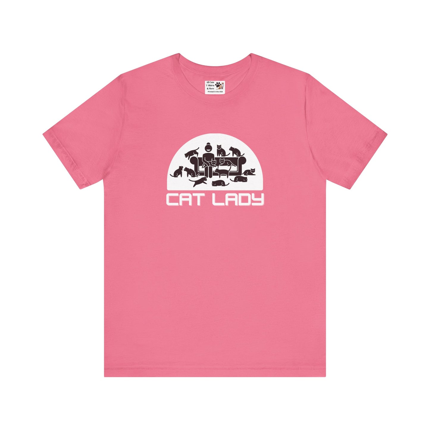 Cute Cat Lady T-Shirt - (Unisex Jersey Tee - Perfect Gift for Cat Moms!)