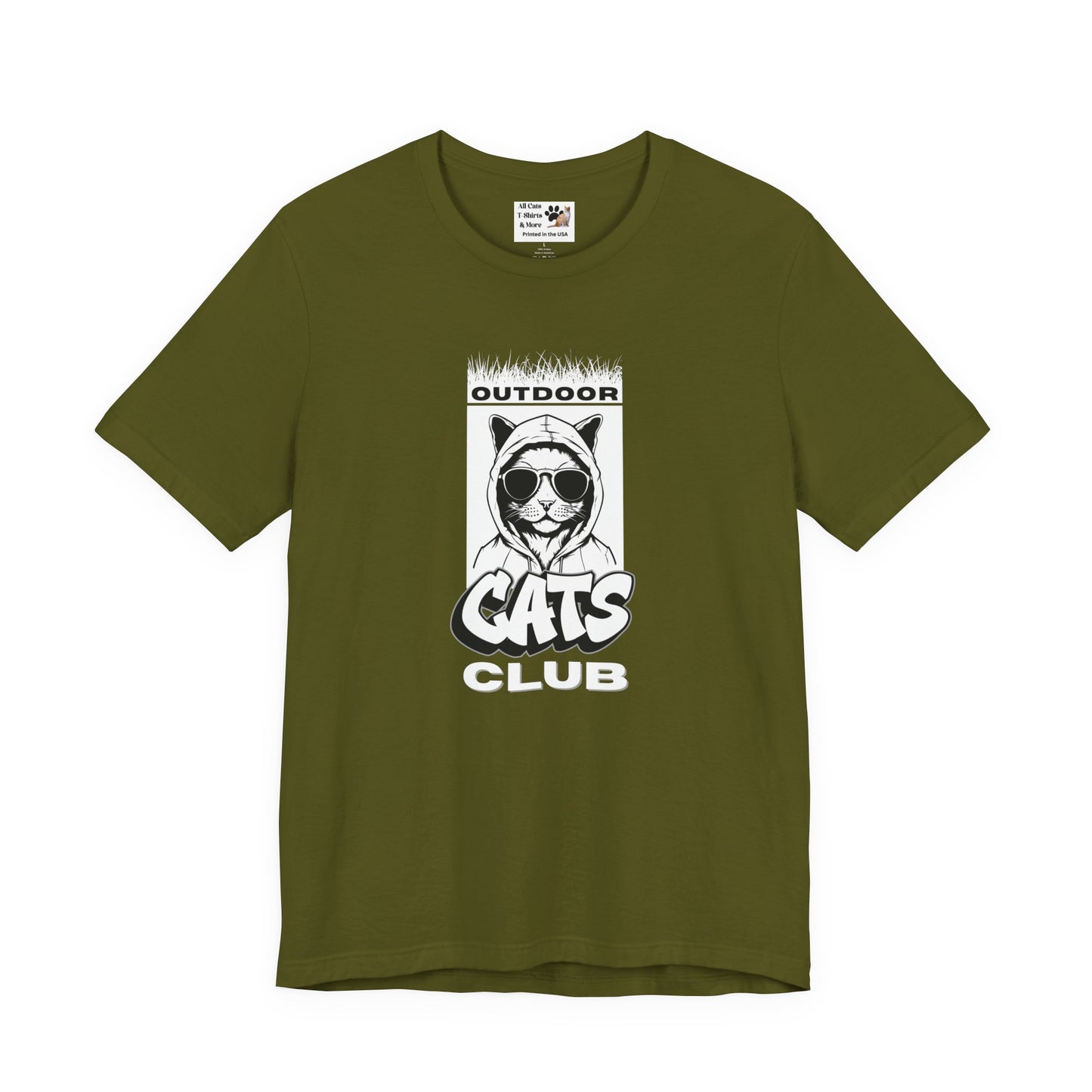 Outdoor Cats Club T-Shirt - (Unisex Jersey Short Sleeve Graphic Tee for Cat Lovers)