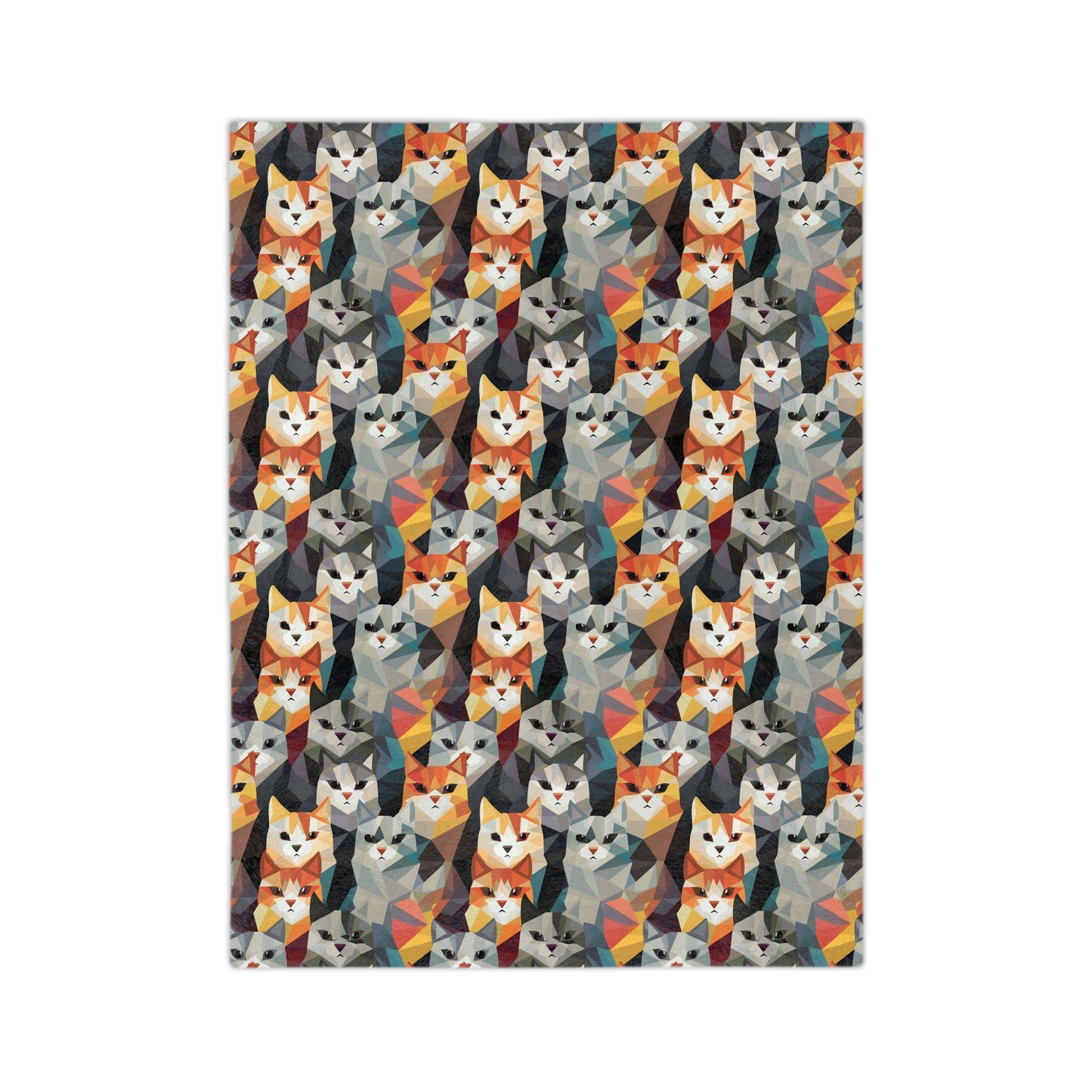 Colorful Geometric Cats Velveteen Microfiber Blanket