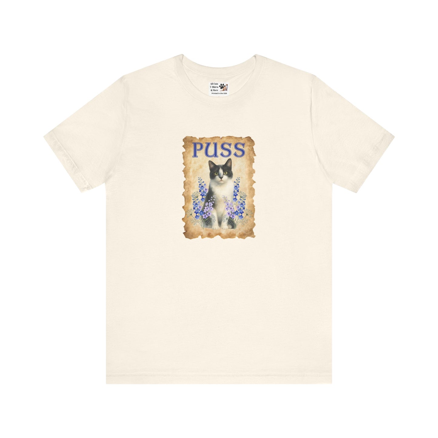 "Puss" Vintage Floral Cat T-Shirt - (Pussycat Graphic Tee)