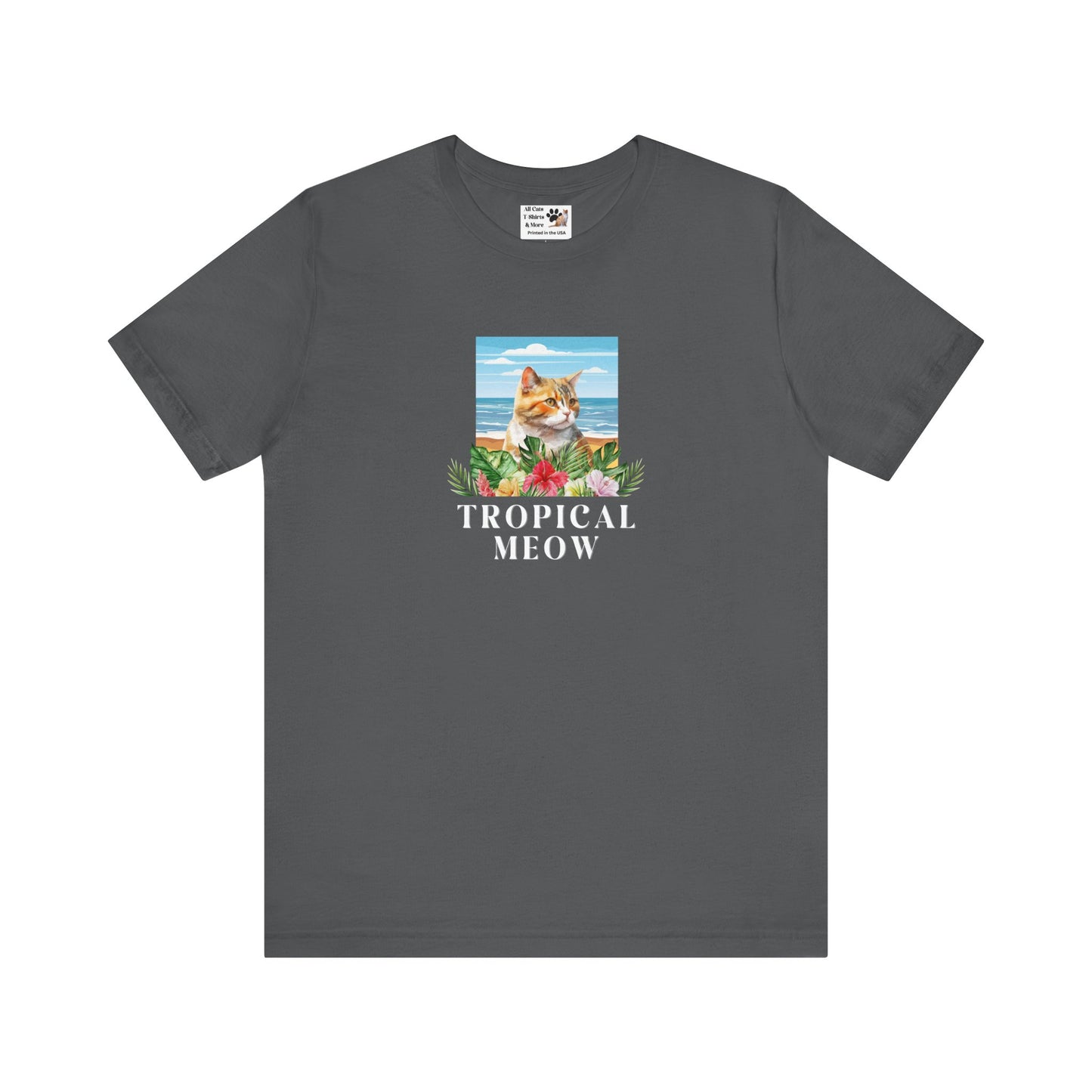 Tropical Meow Cat T-Shirt - (Beachy Cat Graphic Tee #2)