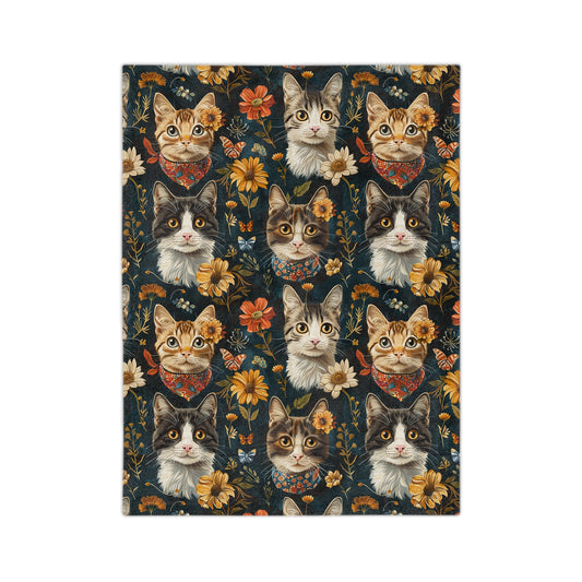 Cozy Cat-Themed Velveteen Blanket for Cat Lovers, Cute Gift for Pet Owners, Home Decor, Perfect for Snuggling or Picnics