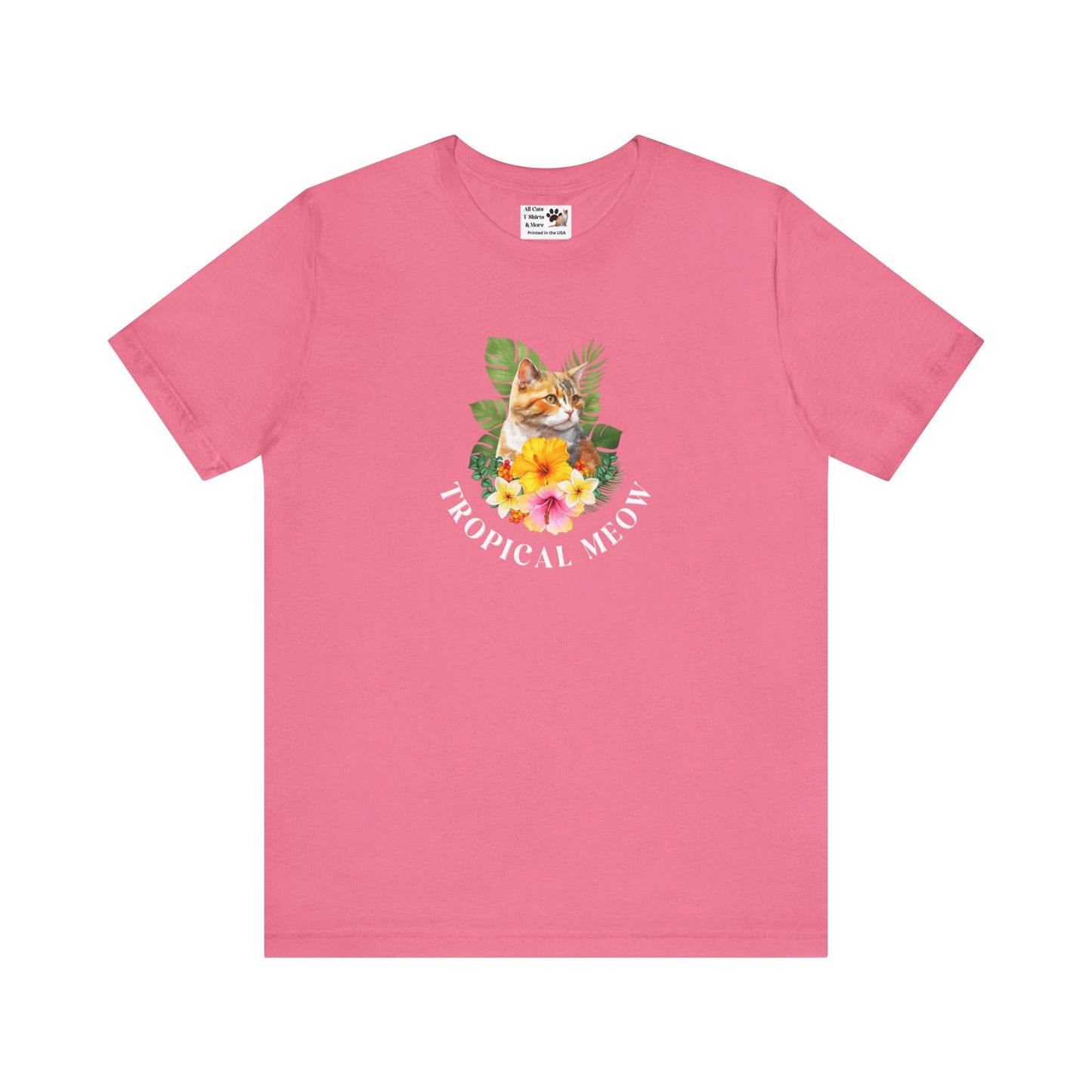 Tropical Meow T-Shirt — Tropical Style Cat Fan Graphic Tee (#3 No Background)
