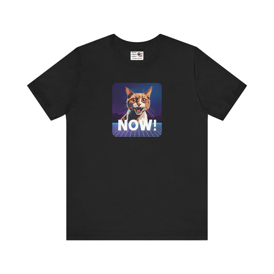 "NOW Cat" Retro Graphic T-Shirt - (Unisex Short Sleeve Tee - Fun & Quirky Design for Cat Fans)