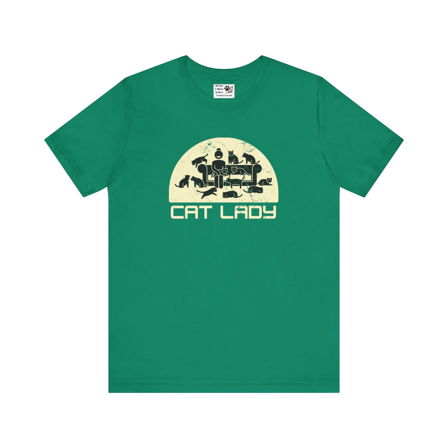 Cute Cat Lady T-Shirt - (Distressed Style - Unisex Jersey Tee - Perfect Gift for Cat Moms!)