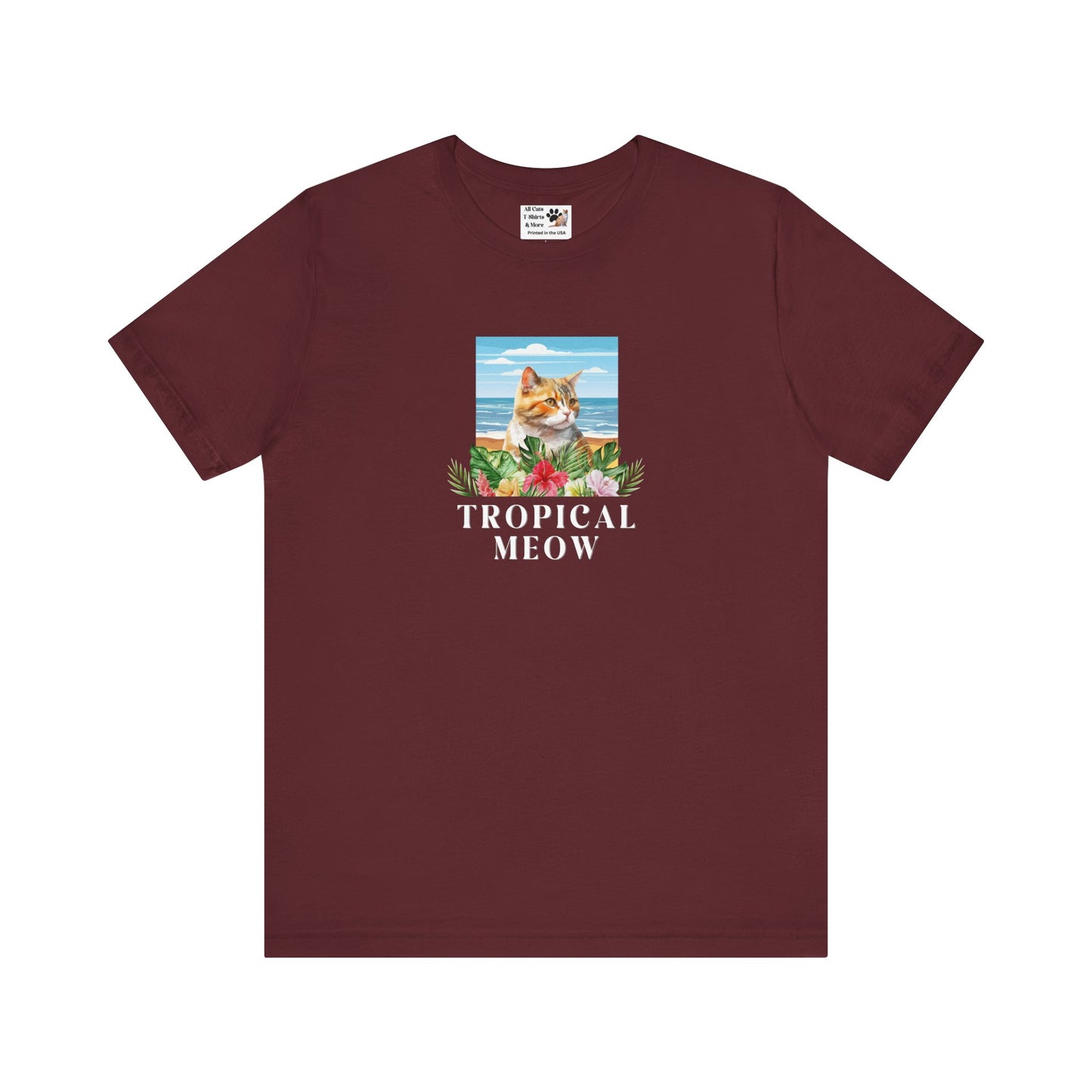 Tropical Meow Cat T-Shirt - (Beachy Cat Graphic Tee #2)