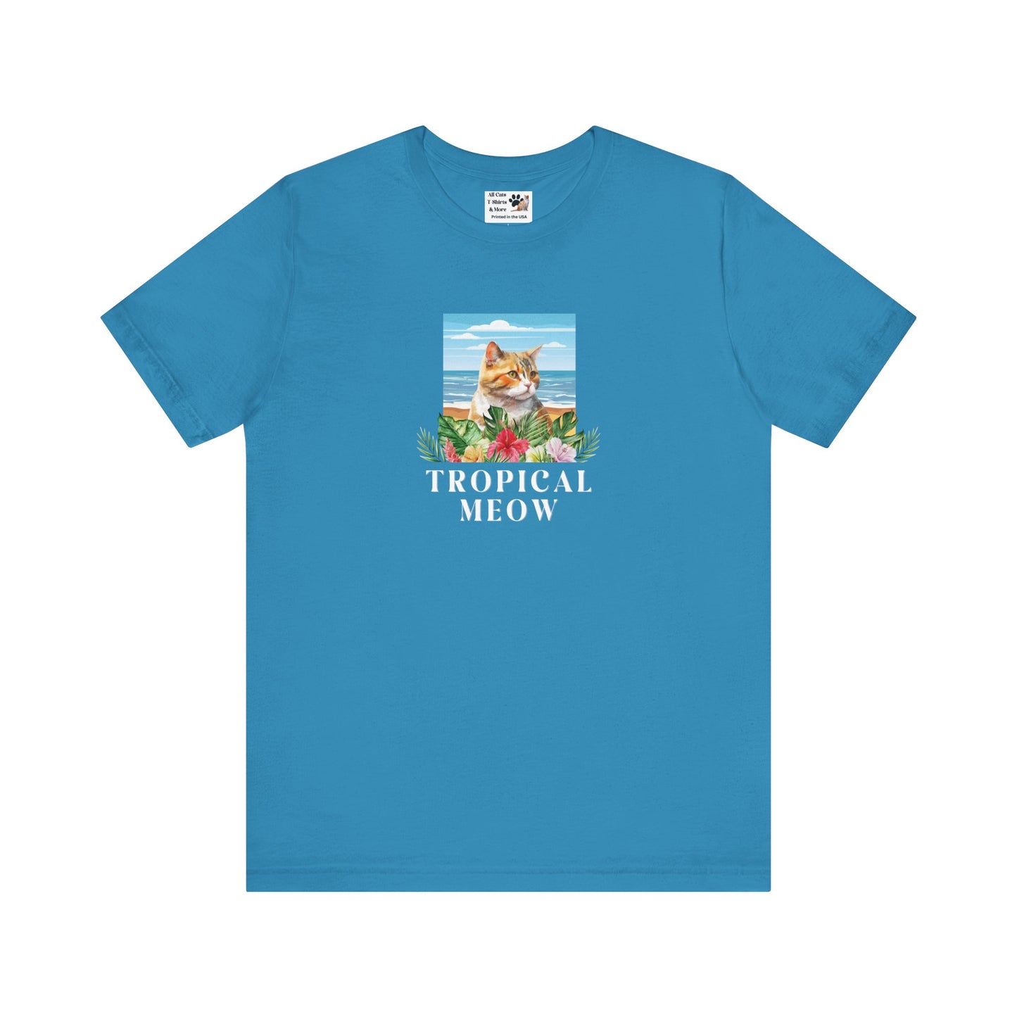 Tropical Meow Cat T-Shirt - (Beachy Cat Graphic Tee #2)