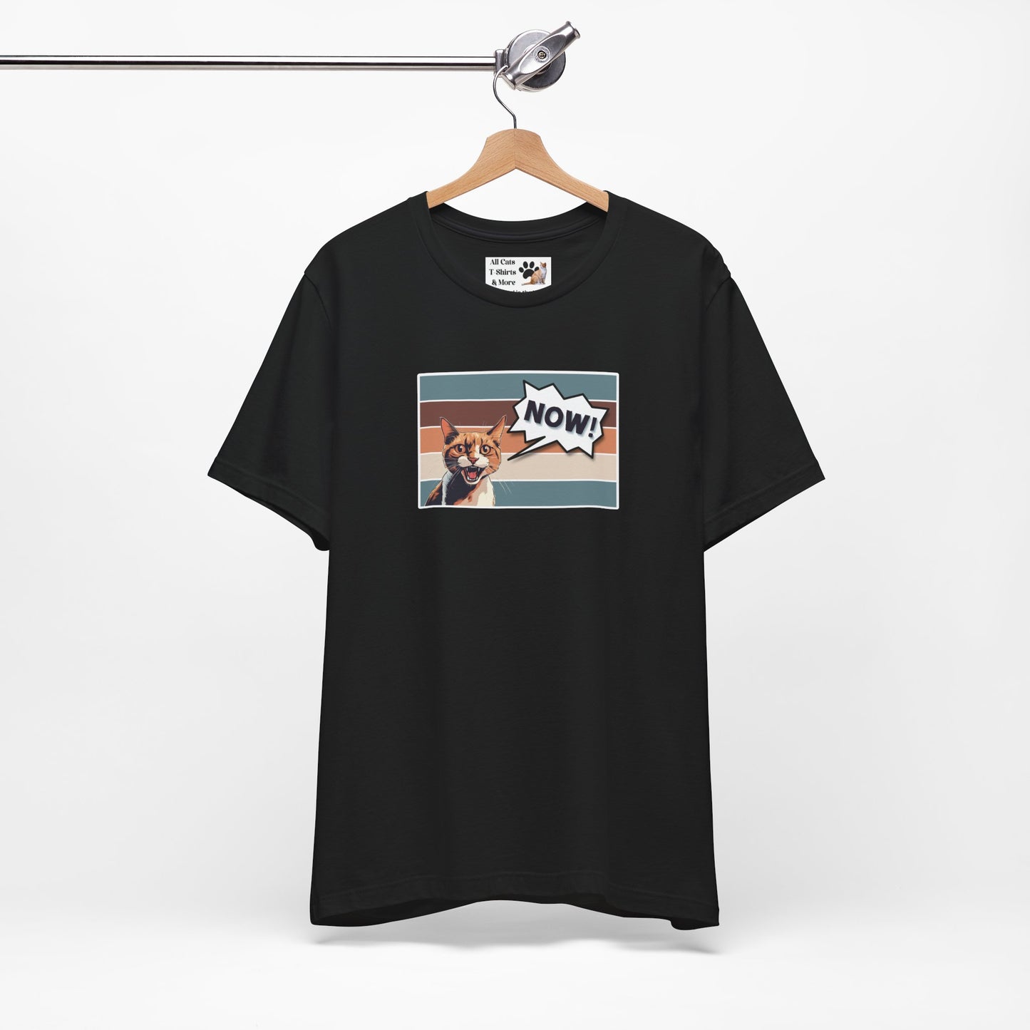 NOW CAT Graphic T-Shirt -Rectangle Design- (Funnny Cat Unisex Jersey Tee - Perfect for Cat Owners!)