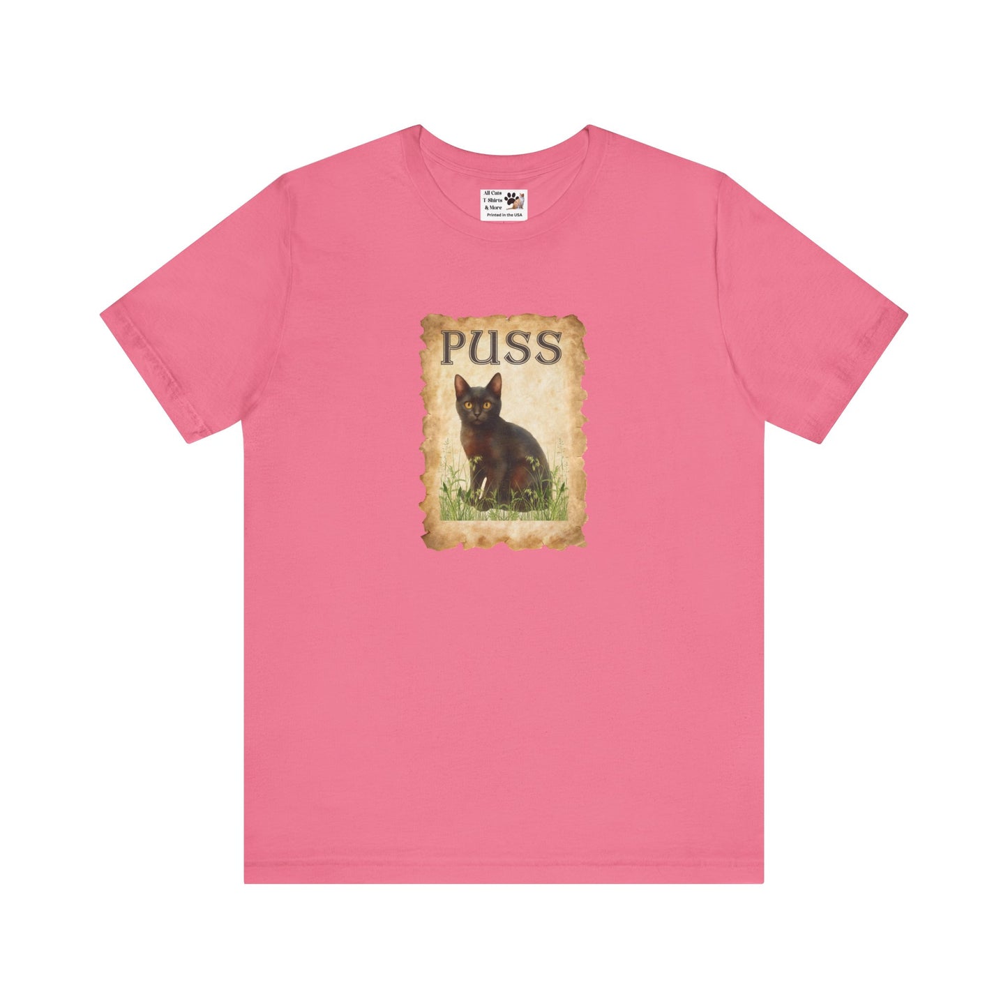 "Puss" Vintage Black Cat T-Shirt - (Pussycat Graphic Tee #2)