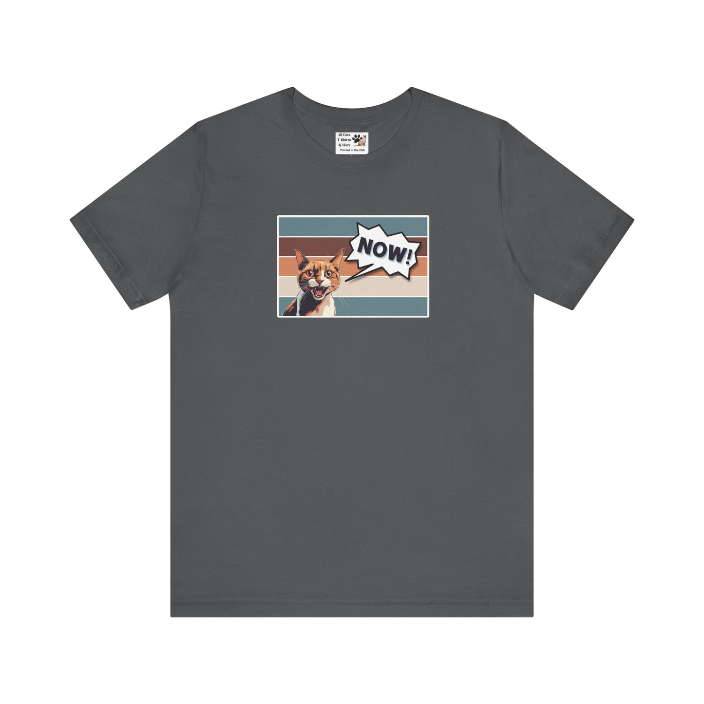NOW CAT Graphic T-Shirt -Rectangle Design- (Funnny Cat Unisex Jersey Tee - Perfect for Cat Owners!)