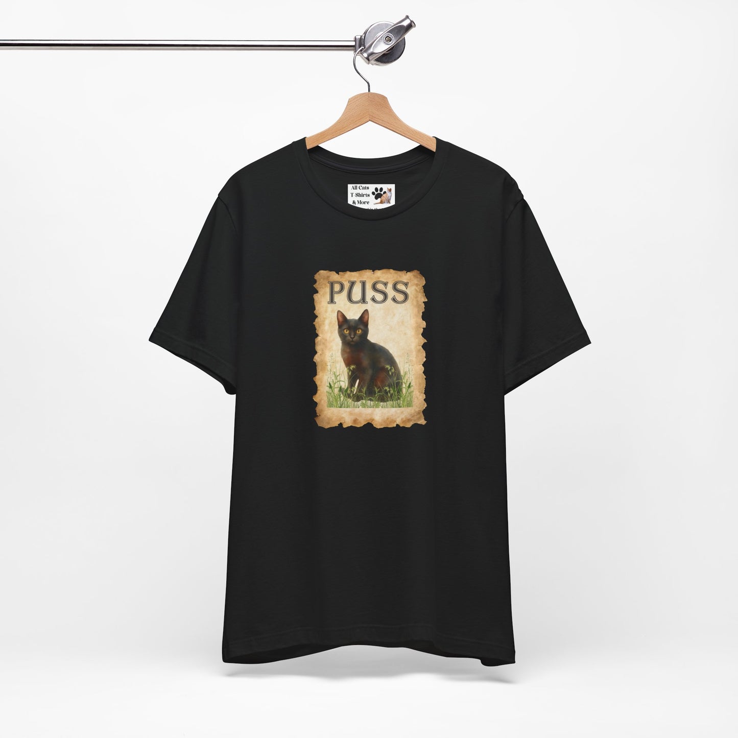 "Puss" Vintage Black Cat T-Shirt - (Pussycat Graphic Tee #2)