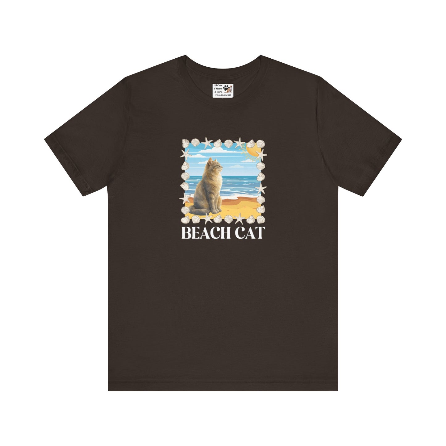 Beach Cat T-Shirt - (Vintage Coastal Cat Graphic Tee)