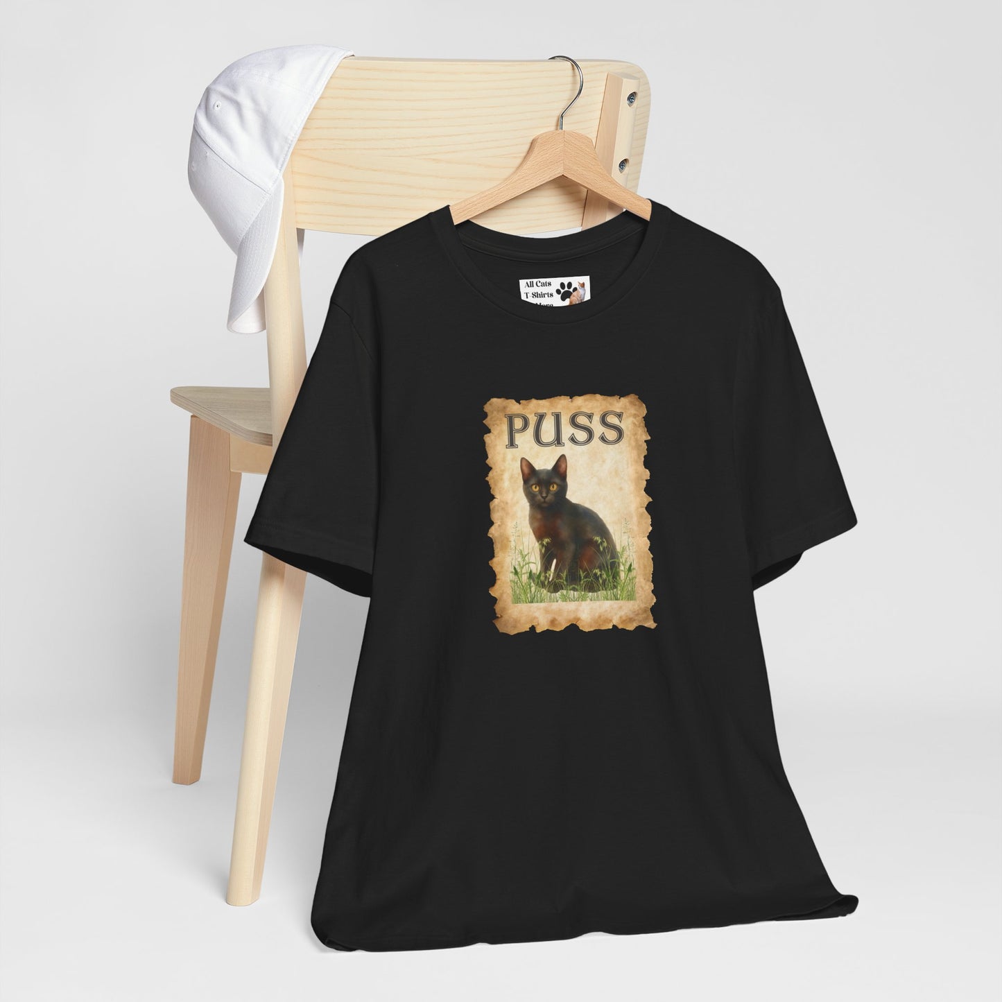 "Puss" Vintage Black Cat T-Shirt - (Pussycat Graphic Tee #2)