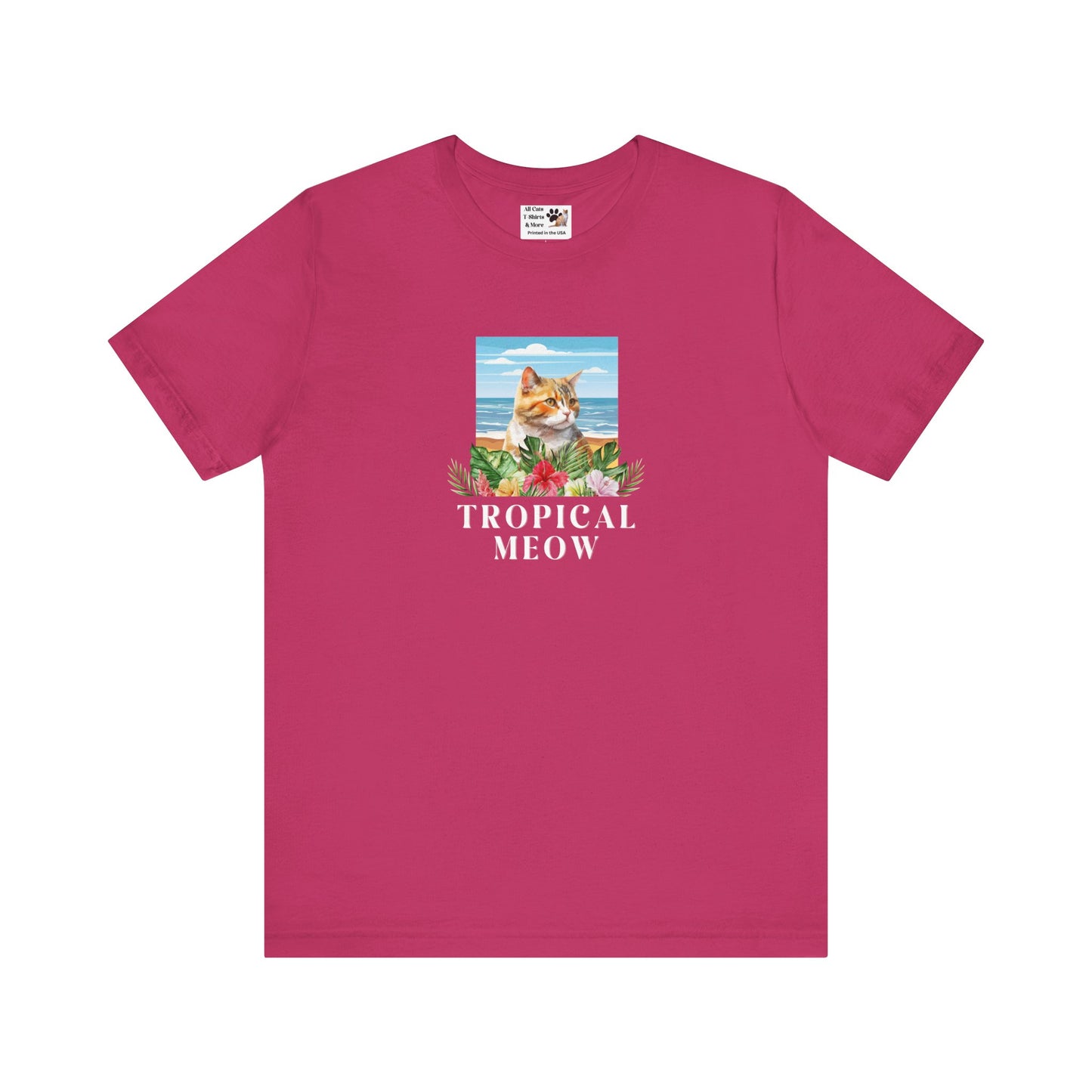 Tropical Meow Cat T-Shirt - (Beachy Cat Graphic Tee #2)