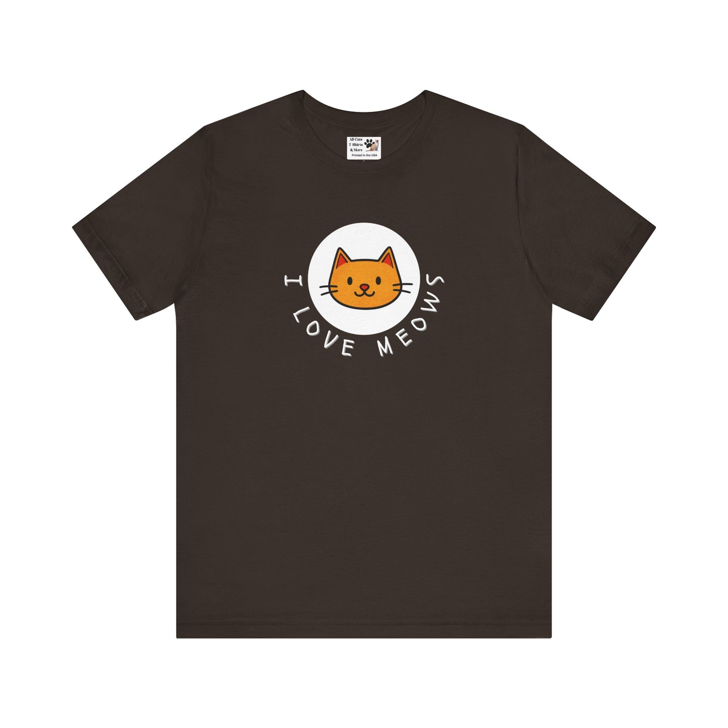 I Love Meows Cat T-Shirt - (Tee #5, Cute Orange Cat Graphic T-Shirt)