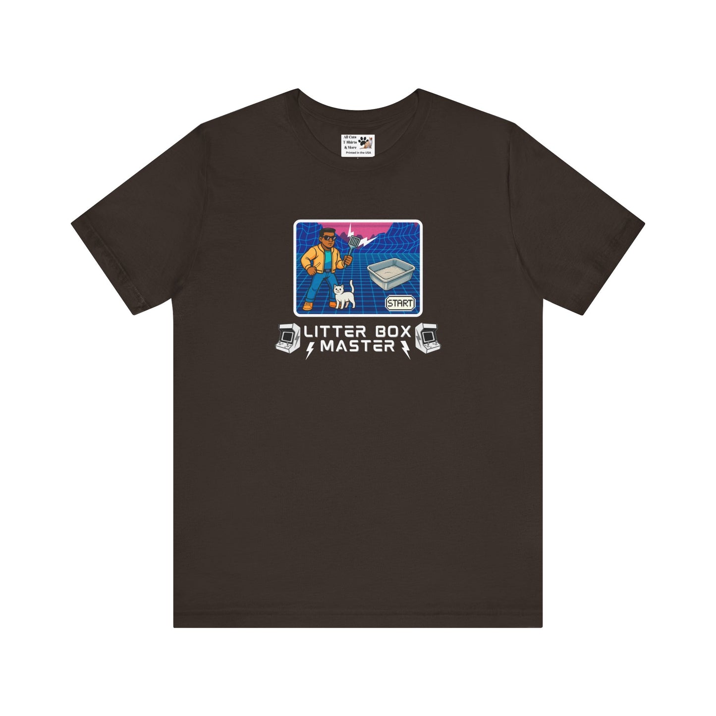 Litter Box Master T-Shirt [Tee #1] - (Funny Retro "Cat Litter Scooping Arcade Game" T-Shirt)
