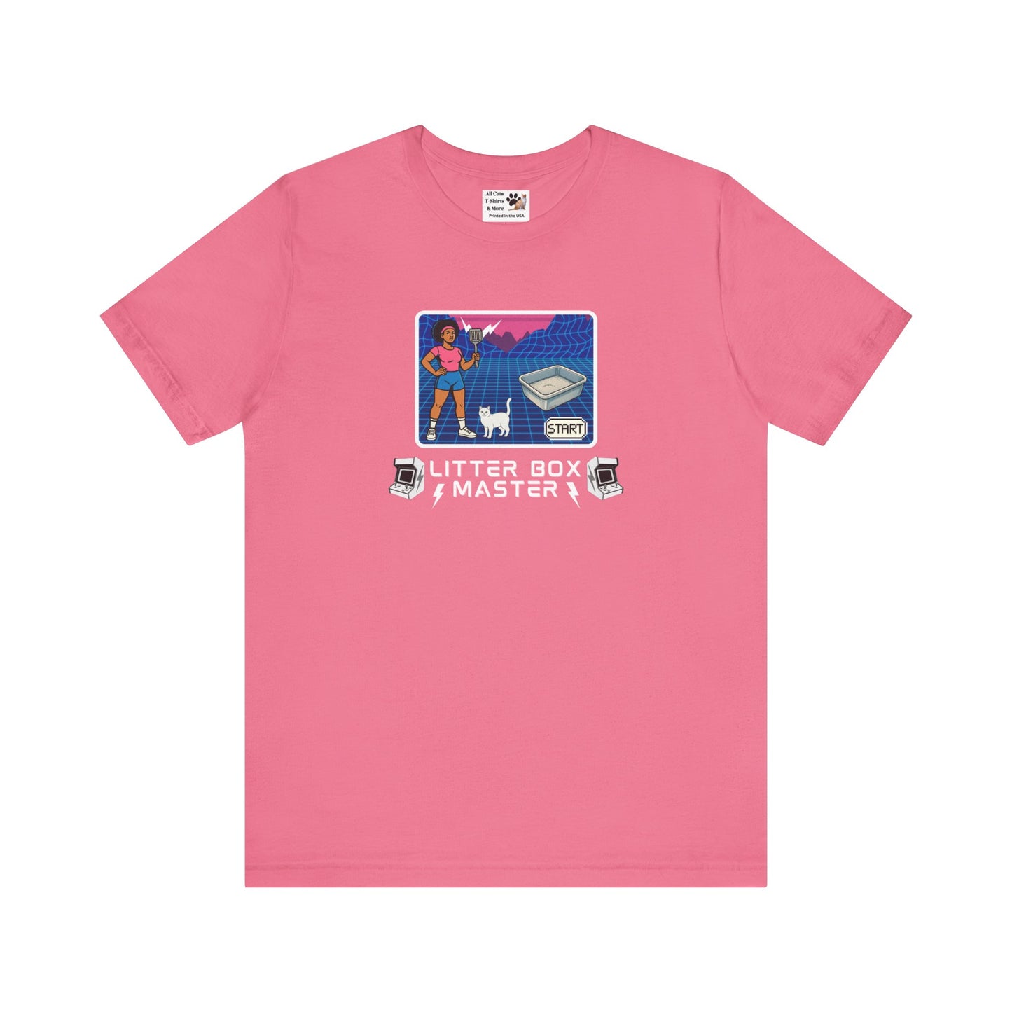 Litter Box Master T-Shirt [Tee #2] - (Funny Retro "Cat Litter Scooping Arcade Game" T-Shirt)
