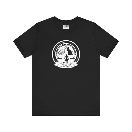 Fun Female Feline Excavation Worker Graphic T-Shirt - (Unisex Jersey Tee - Perfect for Cat Owners!)