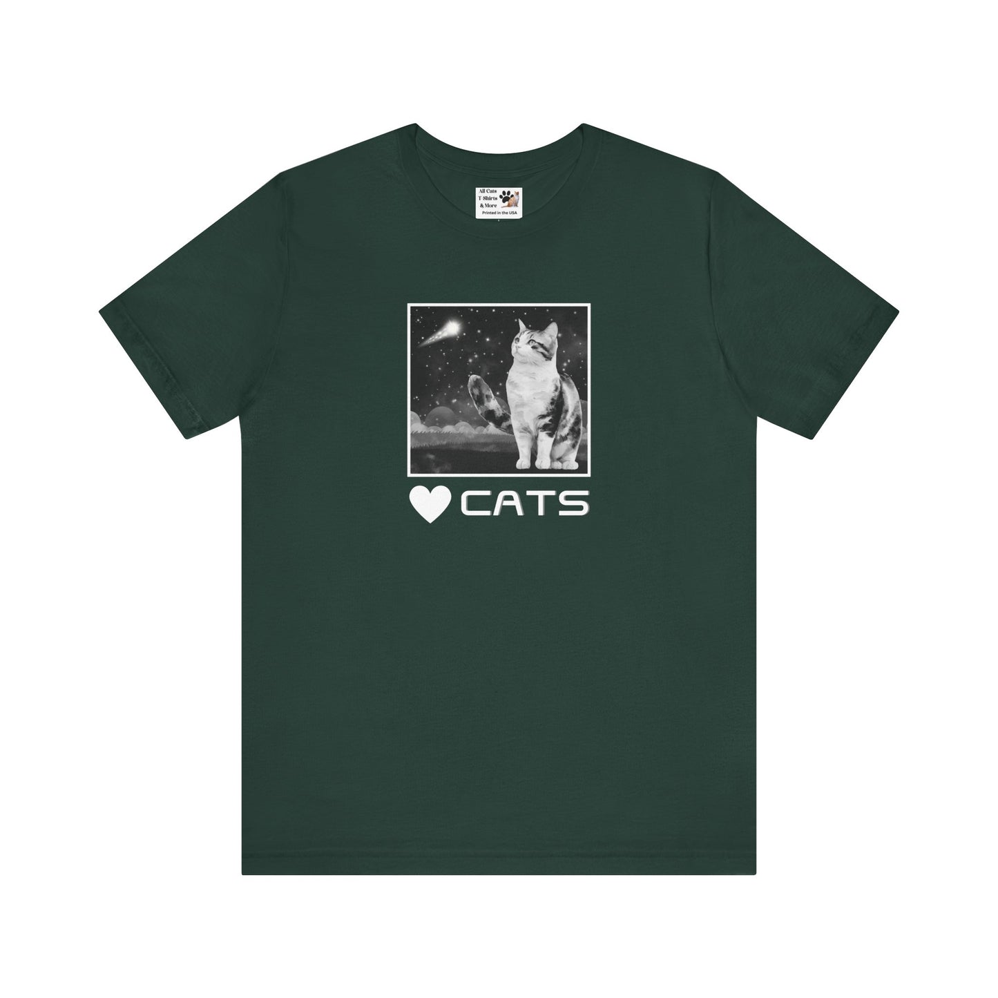 "Heart Cats" or "Love Cats" T-Shirt #2 - (Cat and Starry Sky Tee)