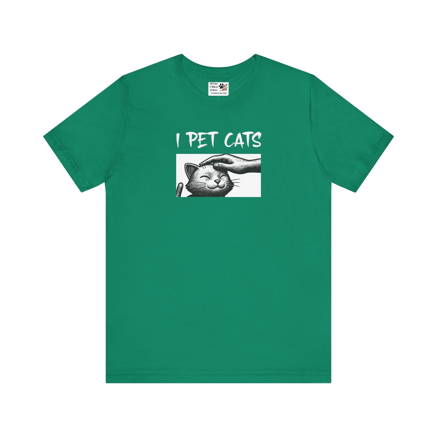 I Pet Cats T‑Shirt - (Cute Cat Head Patting Tee for Cat Lovers)