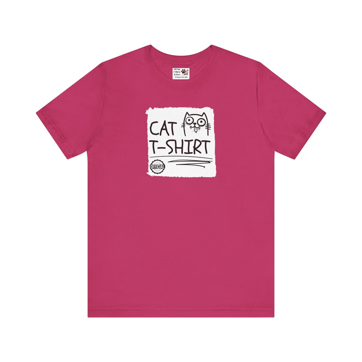 "Official Cat T-Shirt" [Tee #2] - (Cute & Funny Basic Amateur Style Cat Face Tee)