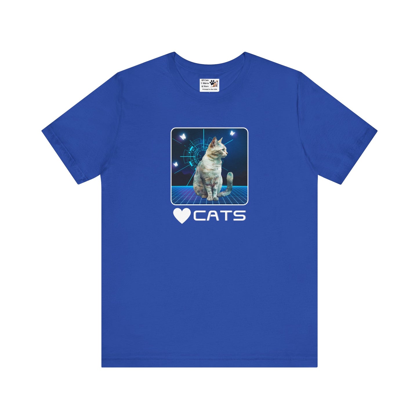 "Heart Cats" or "Love Cats" Retro T‑Shirt  - (Futuristic Vintage Style Fun Cat Tee #1)