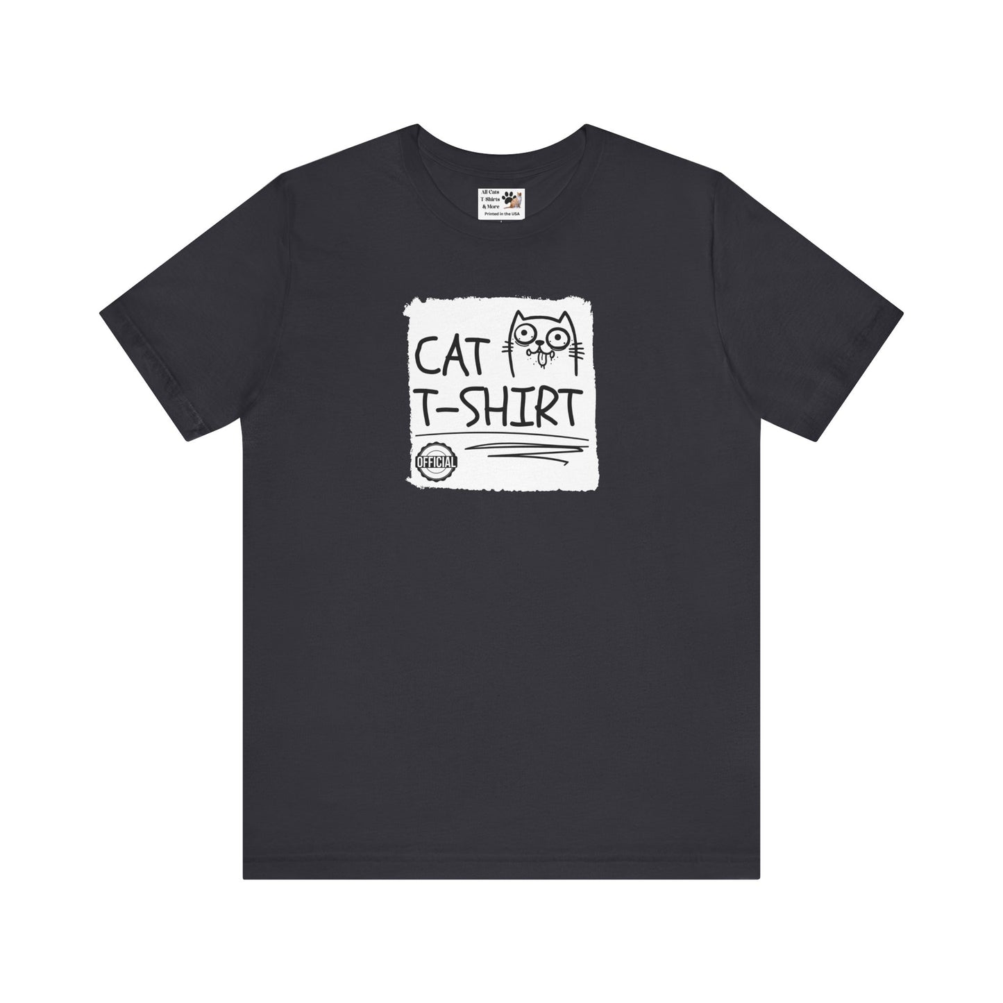 "Official Cat T-Shirt" [Tee #2] - (Cute & Funny Basic Amateur Style Cat Face Tee)
